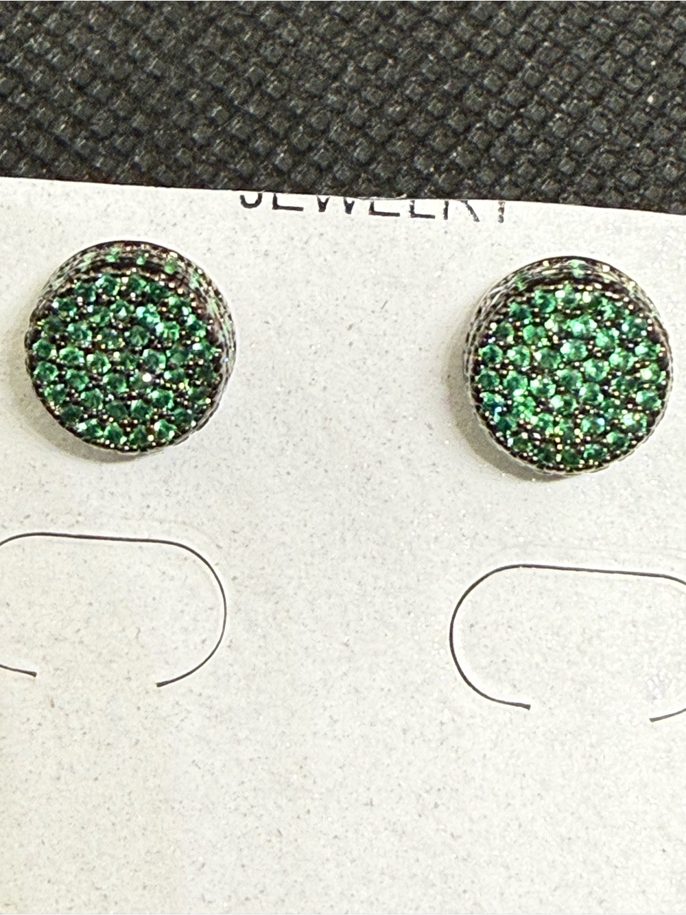 Green Moissanite Crystal Pavé Round Stud Earrings - Women's And Mens